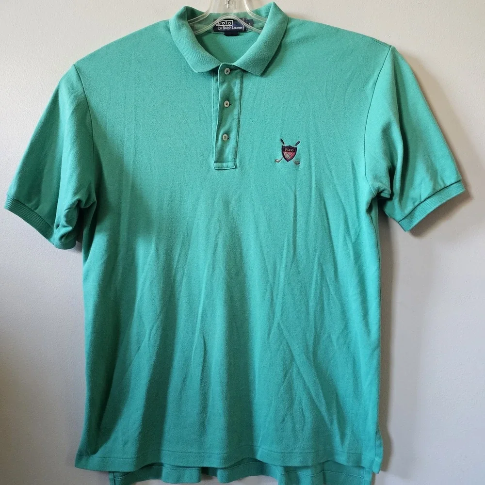 Polo By Ralph Lauren Shirt Men's Size Large Crossed Golf Clubs Vintage‎ Green